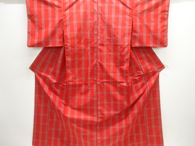 格子織り出し手織り紬着物アンサンブル